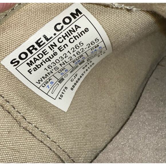 Sorel Major Low Cut Ankle Boots Almond Toe Side Zip Logo Canvas Cream -sz 7.5 - Picture 8 of 8